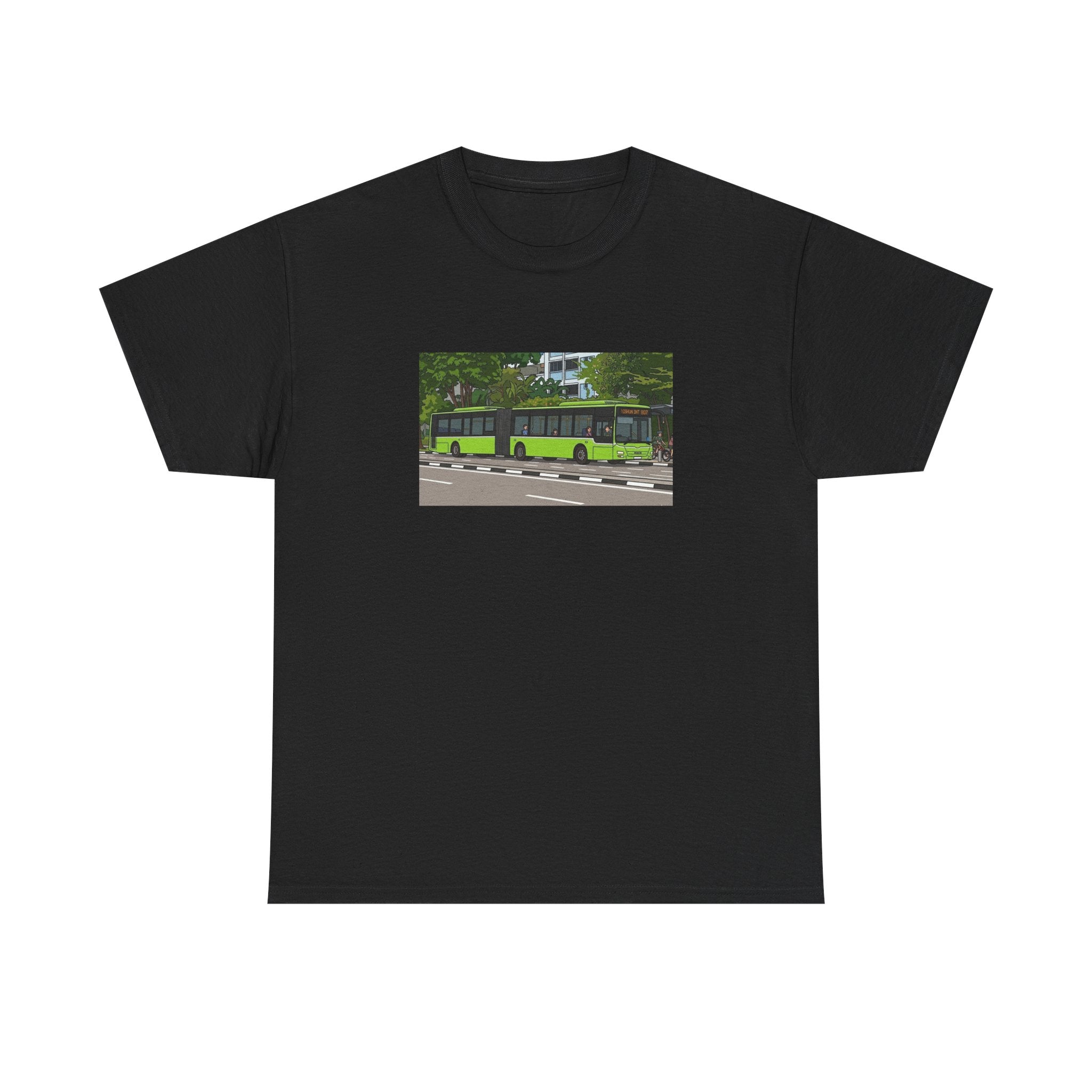 Scenic Singapore Green Bendy Bus Graphic Tee
