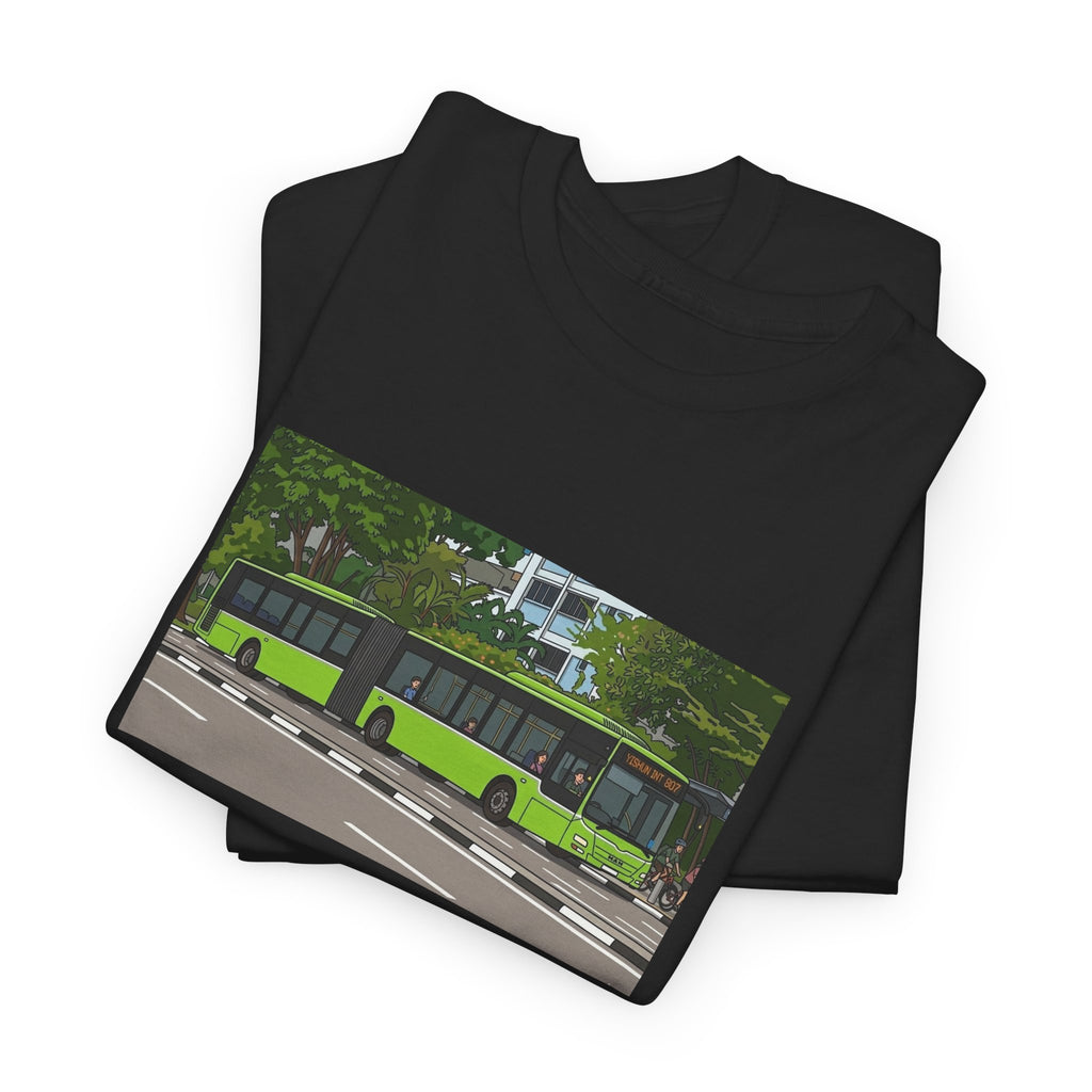 Scenic Singapore Green Bendy Bus Graphic Tee